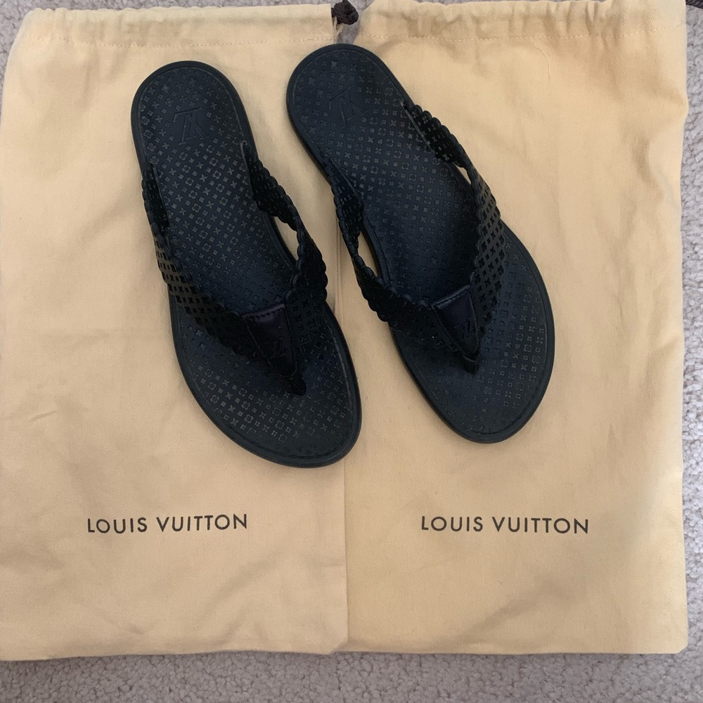 Black Louis Vuitton sandals